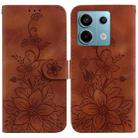 For Xiaomi Redmi Note 13 Pro 5G Lily Embossed Leather Phone Case(Brown) - 1