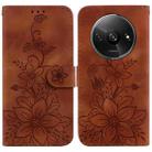 For Xiaomi Redmi A3 Lily Embossed Leather Phone Case(Brown) - 1