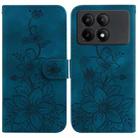 For Xiaomi Redmi K70E / Poco X6 Pro Lily Embossed Leather Phone Case(Dark Blue) - 1