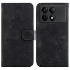 For Xiaomi Redmi K70E / Poco X6 Pro Lily Embossed Leather Phone Case(Black) - 1