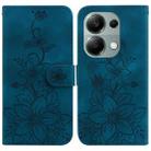 For Xiaomi Redmi Note 13 Pro 4G Lily Embossed Leather Phone Case(Dark Blue) - 1