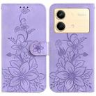 For Xiaomi Redmi Note 13R Pro Lily Embossed Leather Phone Case(Purple) - 1