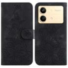 For Xiaomi Redmi Note 13R Pro Lily Embossed Leather Phone Case(Black) - 1