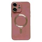 For iPhone 11 Magsafe Plating TPU Phone Case with Lens Film(Rose Red) - 1