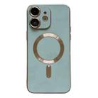 For iPhone 12 Magsafe Plating TPU Phone Case with Lens Film(Light Green) - 1