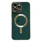 For iPhone 12 Pro Max Magsafe Plating TPU Phone Case with Lens Film(Green) - 1