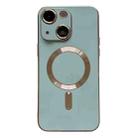 For iPhone 13 Magsafe Plating TPU Phone Case with Lens Film(Light Green) - 1