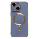 For iPhone 14 Magsafe Plating TPU Phone Case with Lens Film(Light Blue) - 1