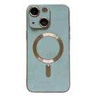 For iPhone 14 Magsafe Plating TPU Phone Case with Lens Film(Light Green) - 1