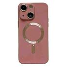 For iPhone 14 Magsafe Plating TPU Phone Case with Lens Film(Rose Red) - 1