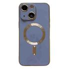 For iPhone 14 Plus Magsafe Plating TPU Phone Case with Lens Film(Light Blue) - 1