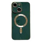 For iPhone 14 Plus Magsafe Plating TPU Phone Case with Lens Film(Green) - 1