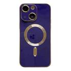 For iPhone 14 Plus Magsafe Plating TPU Phone Case with Lens Film(Blue) - 1