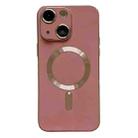 For iPhone 14 Plus Magsafe Plating TPU Phone Case with Lens Film(Rose Red) - 1