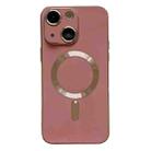 For iPhone 15 Plus Magsafe Plating TPU Phone Case with Lens Film(Rose Red) - 1