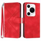 For Huawei Pura 70 Pro/70 Pro+ Line Pattern Skin Feel Leather Phone Case(Red) - 1