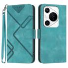 For Huawei Pura 70 Pro/70 Pro+ Line Pattern Skin Feel Leather Phone Case(Light Blue) - 1