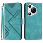 For Huawei Pura 70 Line Pattern Skin Feel Leather Phone Case(Light Blue) - 1