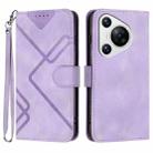 For Huawei Pura 70 Line Pattern Skin Feel Leather Phone Case(Light Purple) - 1