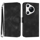 For Huawei Pura 70 Line Pattern Skin Feel Leather Phone Case(Black) - 1