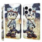 For iPhone 15 Pro 3D Painted Leather Phone Case(Naughty Cat) - 1