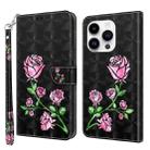 For iPhone 15 Pro 3D Painted Leather Phone Case(Rose) - 1