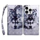 For iPhone 15 Pro 3D Painted Leather Phone Case(Husky) - 1