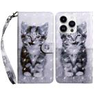 For iPhone 15 Pro 3D Painted Leather Phone Case(Smile Cat) - 1