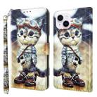 For iPhone 15 Plus 3D Painted Leather Phone Case(Naughty Cat) - 1