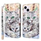 For iPhone 15 Plus 3D Painted Leather Phone Case(Two Loving Cats) - 1