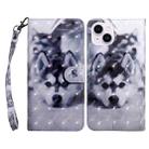 For iPhone 15 Plus 3D Painted Leather Phone Case(Husky) - 1