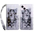 For iPhone 15 Plus 3D Painted Leather Phone Case(Smile Cat) - 1