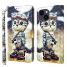 For iPhone 15 3D Painted Leather Phone Case(Naughty Cat) - 1