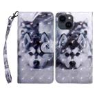 For iPhone 15 3D Painted Leather Phone Case(Husky) - 1
