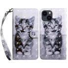 For iPhone 15 3D Painted Leather Phone Case(Smile Cat) - 1