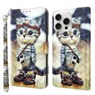 For iPhone 16 Pro Max 3D Painted Leather Phone Case(Naughty Cat) - 1