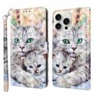 For iPhone 16 Pro Max 3D Painted Leather Phone Case(Two Loving Cats) - 1