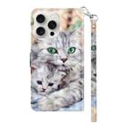 For iPhone 16 Pro Max 3D Painted Leather Phone Case(Two Loving Cats) - 3