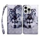 For iPhone 16 Pro Max 3D Painted Leather Phone Case(Husky) - 1