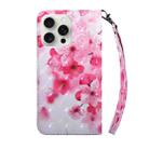 For iPhone 16 Pro Max 3D Painted Leather Phone Case(Red Flower) - 3