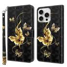 For iPhone 16 Pro 3D Painted Leather Phone Case(Golden Swallow Butterfly) - 1