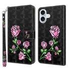 For iPhone 16 Plus 3D Painted Leather Phone Case(Rose) - 1