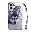 For iPhone 16 Plus 3D Painted Leather Phone Case(Husky) - 3