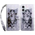 For iPhone 16 Plus 3D Painted Leather Phone Case(Smile Cat) - 1