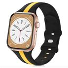 For Apple Watch 8 41mm Contrast Dual Color Silicone Watch Band(Black Yellow) - 1