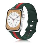 For Apple Watch 8 45mm Contrast Dual Color Silicone Watch Band(Army Green Red) - 1