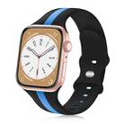 For Apple Watch 8 45mm Contrast Dual Color Silicone Watch Band(Black Blue) - 1