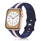 For Apple Watch 8 45mm Contrast Dual Color Silicone Watch Band(Blue Pink) - 1