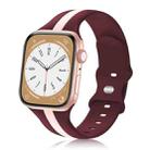 For Apple Watch 8 45mm Contrast Dual Color Silicone Watch Band(Wine Red Pink) - 1