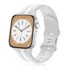 For Apple Watch SE 2022 44mm Contrast Dual Color Silicone Watch Band(Silver White) - 1
